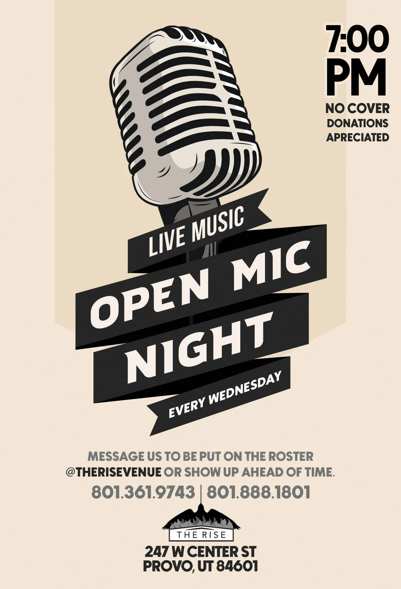 The Rise Open Mic Night event poster